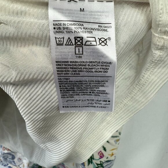 Old Navy Womens Dress Sz M Multicolor Floral Peasant Long Sleeve Pintuck Front - Picture 8 of 8